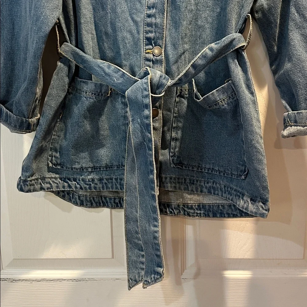 Jade & Ivory Denim Belted Barn Denim Jacket L Chore Wear Coat - Picture 5 of 6
